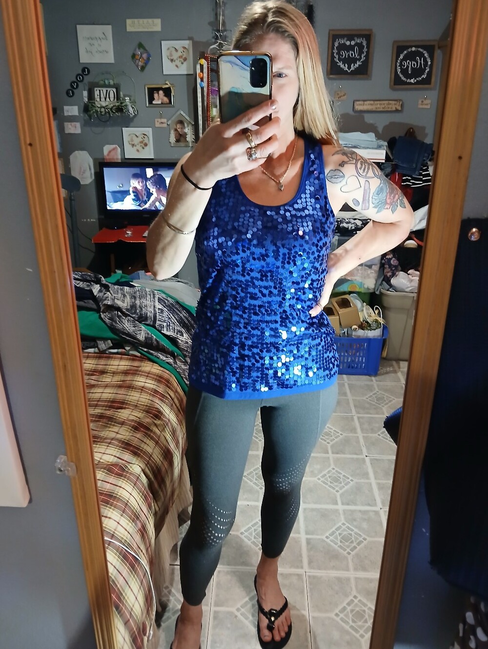 Almost Famous Sequin Tank Top Sz L